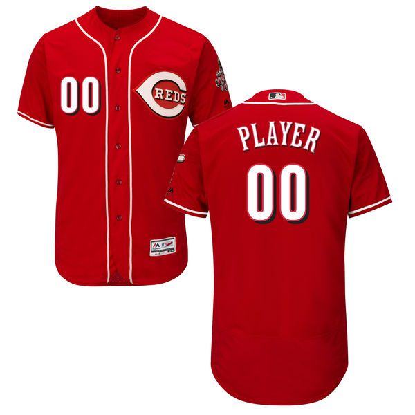 Men Cincinnati Reds Majestic Alternate Red Scarlet Flex Base Authentic Collection Custom MLB Jersey